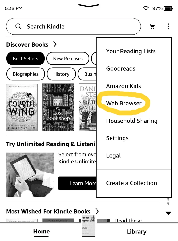 Kindle's Web Browser