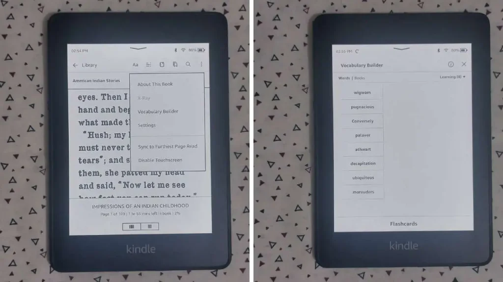 Kindle Vocabulary Builder and Flashcards