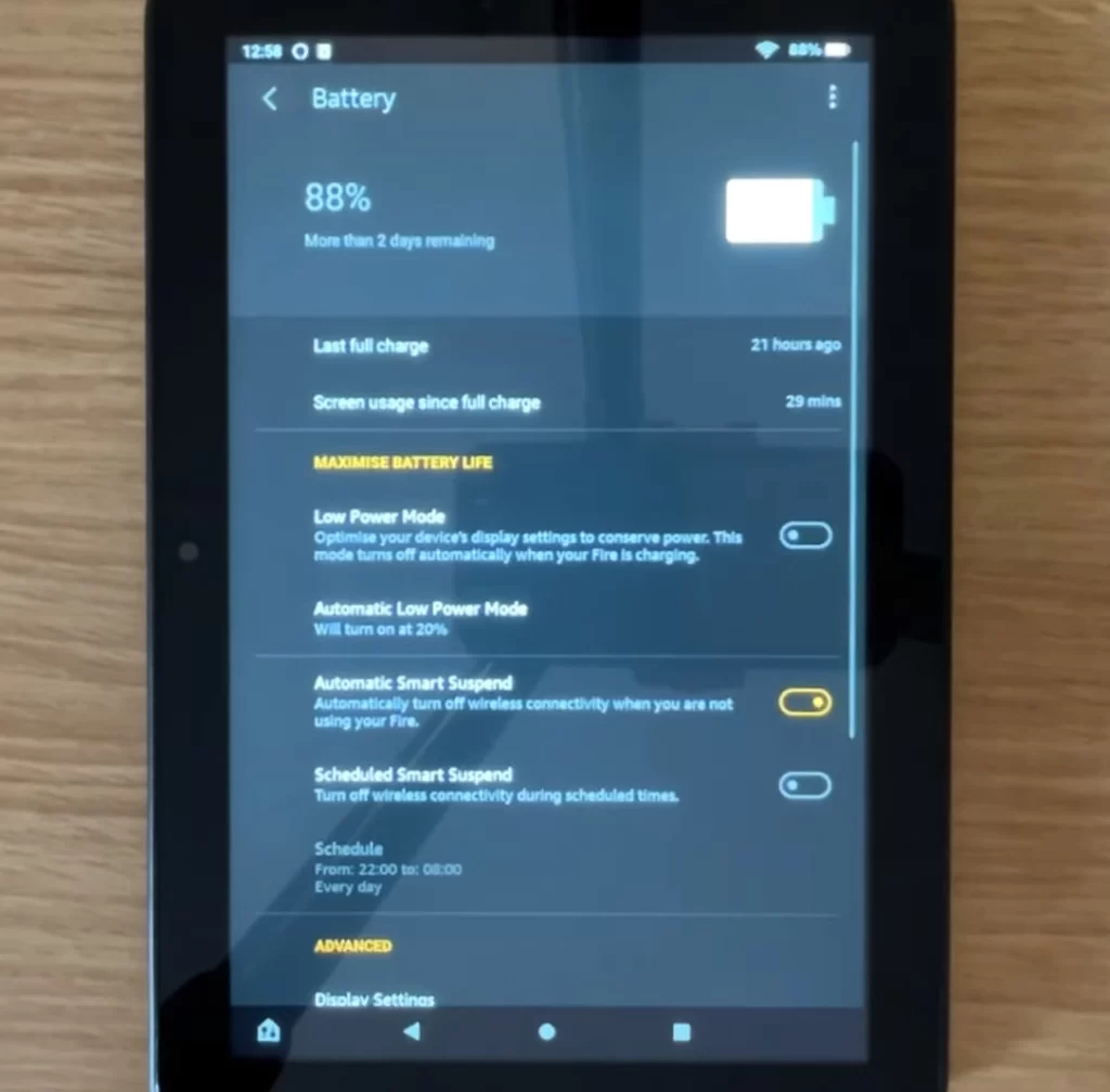 Amazon Fire Low Power Mode