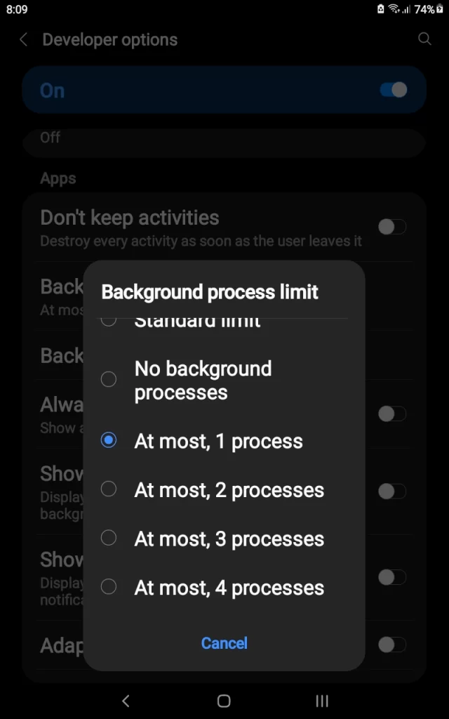 Background Process Limit-at most-1 process