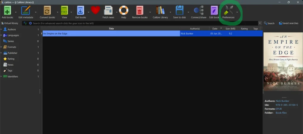 Preferences in Calibre