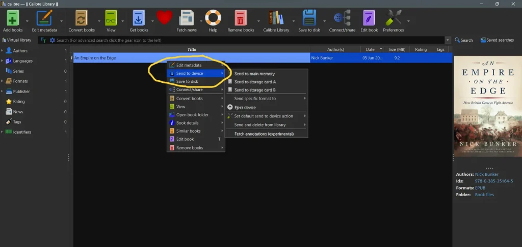 send books from calibre to kobo