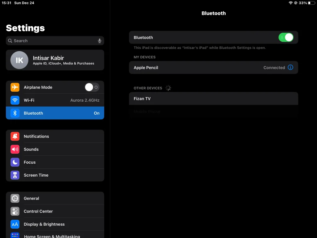 Toggle Bluetooth