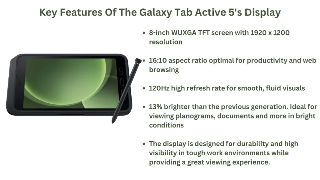 Key features of the Galaxy Tab Active 5 display