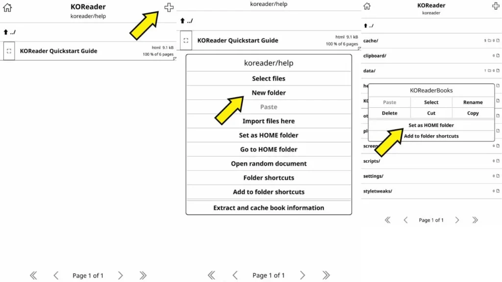 Step 3: Set up library in KOReader on Android tablet