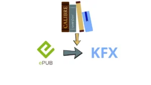Calibre software converting an EPUB eBook to KFX format for Kindle devices
