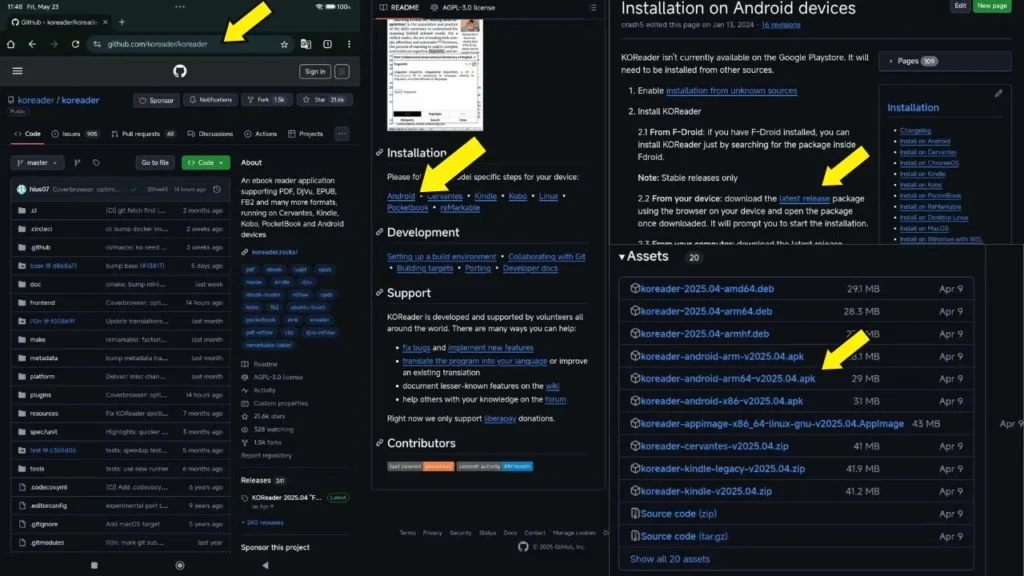 Step 1: Download KOReader APK on Android tablet