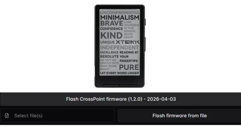 Installing CrossPoint firmware on the XTEINK X4 e-reader using the web flash tool in Chrome